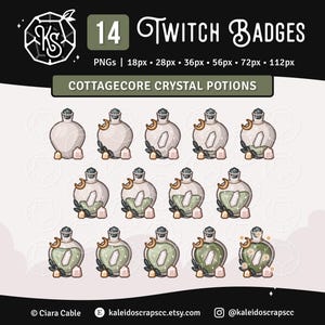 Twitch Sub Badges: Crystal Potion Bottles | Cottagecore Sage Tiered Cozy Apothecary Bit Badges / Channel Points / Emotes