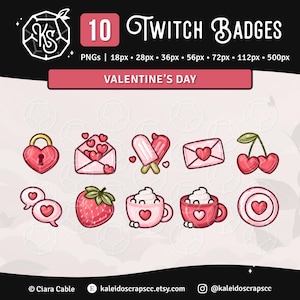 Twitch Sub Badges: Valentines Day Icons | Cute Love Reward Bits Badges / Channel Points