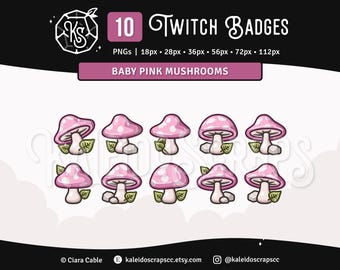 Odznaki Mushroom Twitch Sub | Odznaki Pink Nature Bits