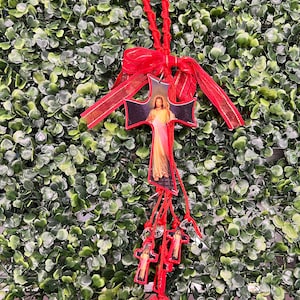 Divine Mercy Cross Blessing Doorknob Charm with Charms- Jesus- Protection Charm-Good Luck Charm