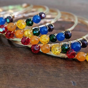 Rainbow beaded bangle bracelets