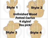 Potted Cactus- Unfinished Wood Laser Cutout, Door Hanger, Home Decor, Various Sizes, Various Styles