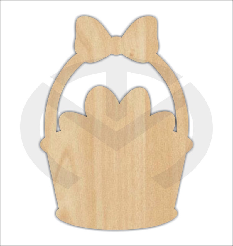 Unfinished Wood Easter Basket Laser Cutout, Wreath Accent, Door Hanger, Ready to Paint & Personalize, Various Sizes image 1