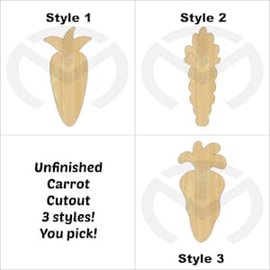Carrot- Unfinished Laser Cutout, Wreath Accent, Door Hanger, Ready to Paint, Various Styles & Sizes