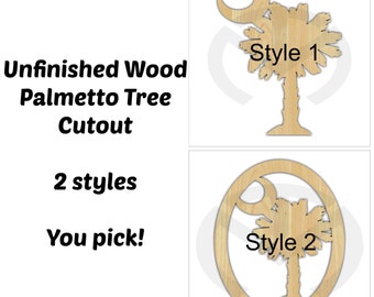 Palmetto Tree -01648- Unfinished Wood  Laser Cutout, Home Decor, Door Hanger, Ready to Paint & Personalize, Summer, Various Sizes, 2 styles