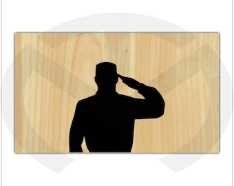 Unfinished Wood Flag & Saluting Solider Laser Cutout, Wreath Accent, Door Hanging, July 4th, Patriotic, Various Sizes