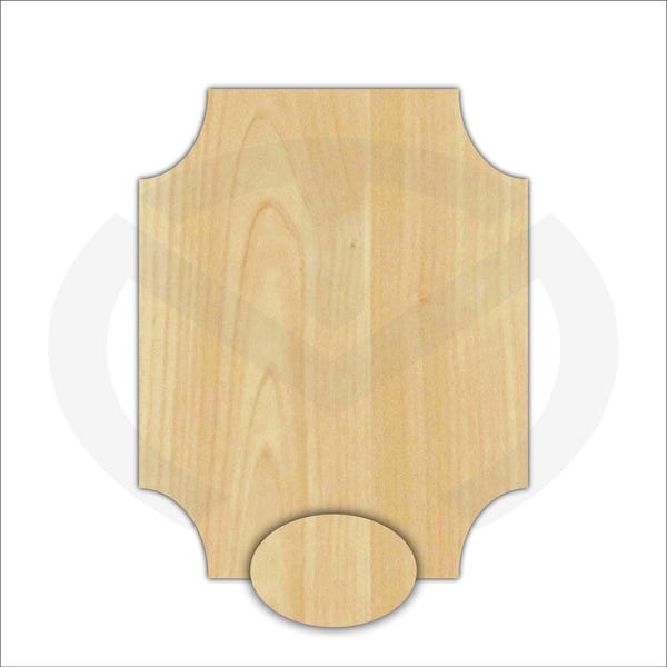 Rectangular Plaque with Fancy Corners, Small Oval Attachment, Unfinished, Ready to Paint, Various Sizes & Materials, Baby Door Hanger