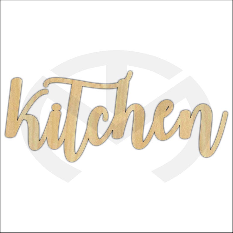 Unfinished Wood Calligraphy Script Word Kitchen Laser Cut Etsy