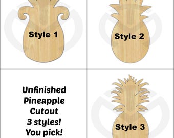 Pineapple - 01564- Unfinished Wood Door Hanger Laser Cutout , Home Decor, Ready to Personalize, Summer, Welcome, Various Shapes and Sizes