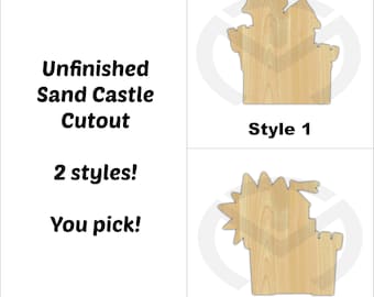 Sand Castle- Unfinished Wood Laser Cutout, Door Hanger, Home Decor, Nautical, Ocean, Beach Decor