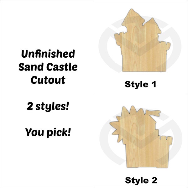 Sand Castle- Unfinished Wood Laser Cutout, Door Hanger, Home Decor, Nautical, Ocean, Beach Decor