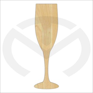 Champagne Glass 01634 Unfinished Wood Laser Cutout, Door Hanger, Ready to Paint & Personalize, Various Sizes, 2 Styles, Wedding image 2