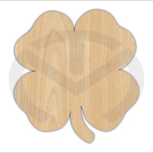 4 Leaf Clover - 01615- Lucky, Unfinished Wood Laser Cutout, Wreath Accent, Door Hanger, Ready to Paint & Personalize, Various Sizes