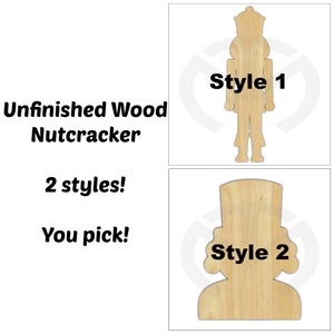 Unfinished Wood Nutcracker Laser Cutout, Wreath Accent, Door Hanger, Ready to Paint & Personalize, Various Sizes, 2 Styles!