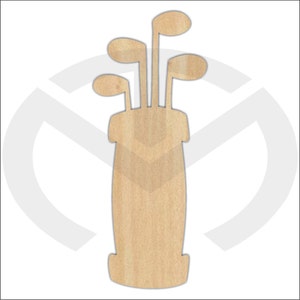 Golf Bag w/Clubs - 01578- Unfinished Wood Laser Cutout, Door Hanger, Home Decor, Ready to Paint & Personalize, Various Sizes