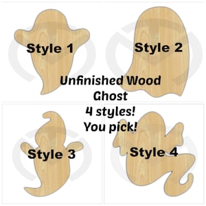 Unfinished Wood Ghost Laser Cutout, Wreath Accent, Door Hanger, Ready to Paint & Personalize, Various Shapes and Sizes (larger), Halloween