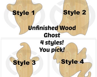 Wood Ghost Cutouts 12 x 11-1/2 Inch, Pack of 12 Fall Unfinished