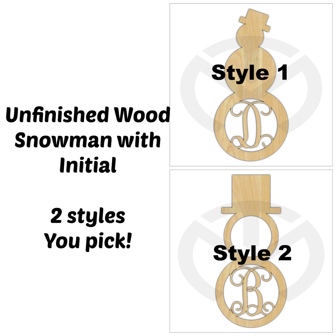Unfinished Wood Snowman Monogram Door Hanger Laser Cutout With Your ...