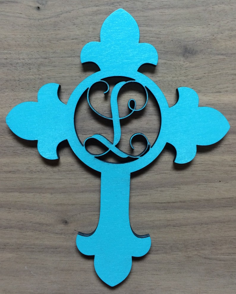 Unfinished Wood Cross Monogram Door Hanger Laser Cutout With - Etsy