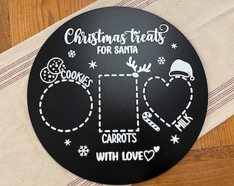 Santa Cookie Tray - Milk and Cookies and Carrot - Christmas Eve Tradition - Black Board with UV printed text - CUSTOMIZE Names