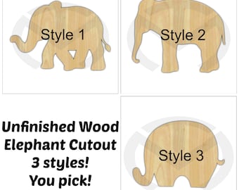 Elephant - 01618- Unfinished Wood Door Hanger Laser Cutout, Door Decor, Nursery Decor, Various Sizes & Styles