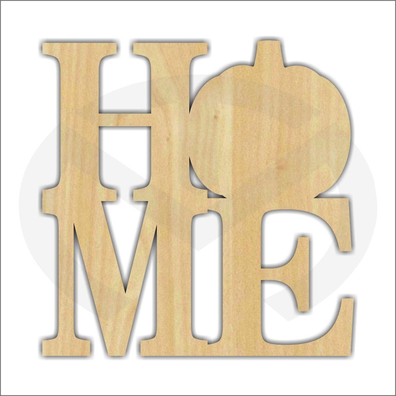Pumpkin Home Unfinished Wood Laser-Cutout, Various Sizes, Door Hanger, Wreath Accent, Home Decor, Fall, Halloween image 1