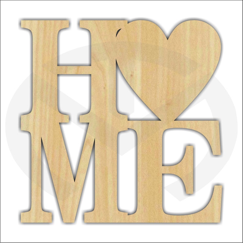 HOME Wall/door Decoration With Heart Shape Unfinished Wood Etsy