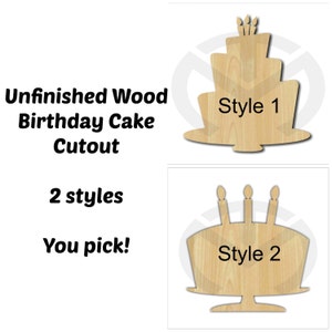Birthday Cake - 01632- Unfinished Wood Laser Cutout, Wreath Accent, Door Hanger, Ready to Paint & Personalize, Various Sizes and 2 styles