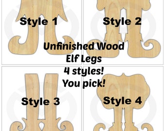 Unfinished Wood Elf Legs Laser Cutout, Wreath Accent, Door Hanger, Ready to Paint & Personalize, Various Sizes, Christmas, 4 styles!