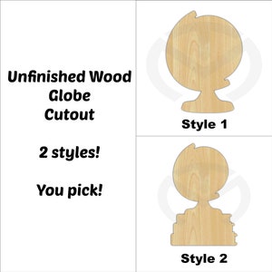 Globe- Unfinished Wood Laser Cutout, Door Hanger, Wreath Accent, Ready to Paint & Personalize, Various Sizes, Teacher, 2 Styles