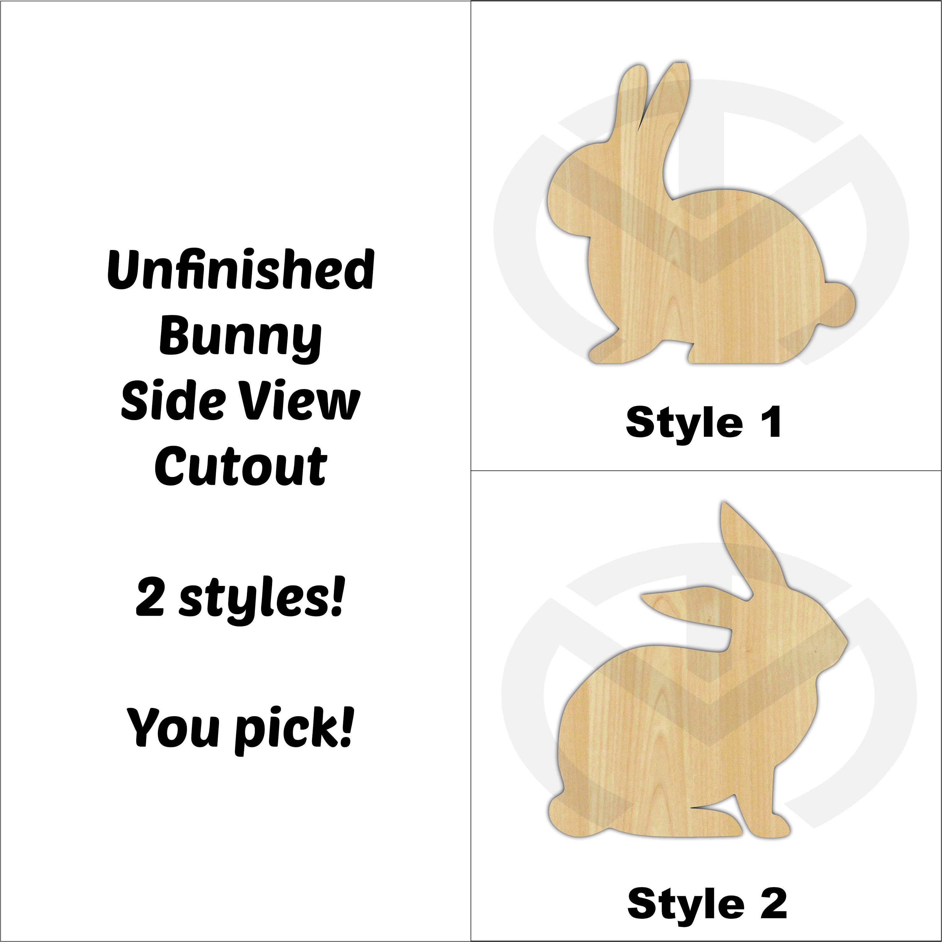 Bunny Rabbit - 01683- Side View, Unfinished Wood Laser
