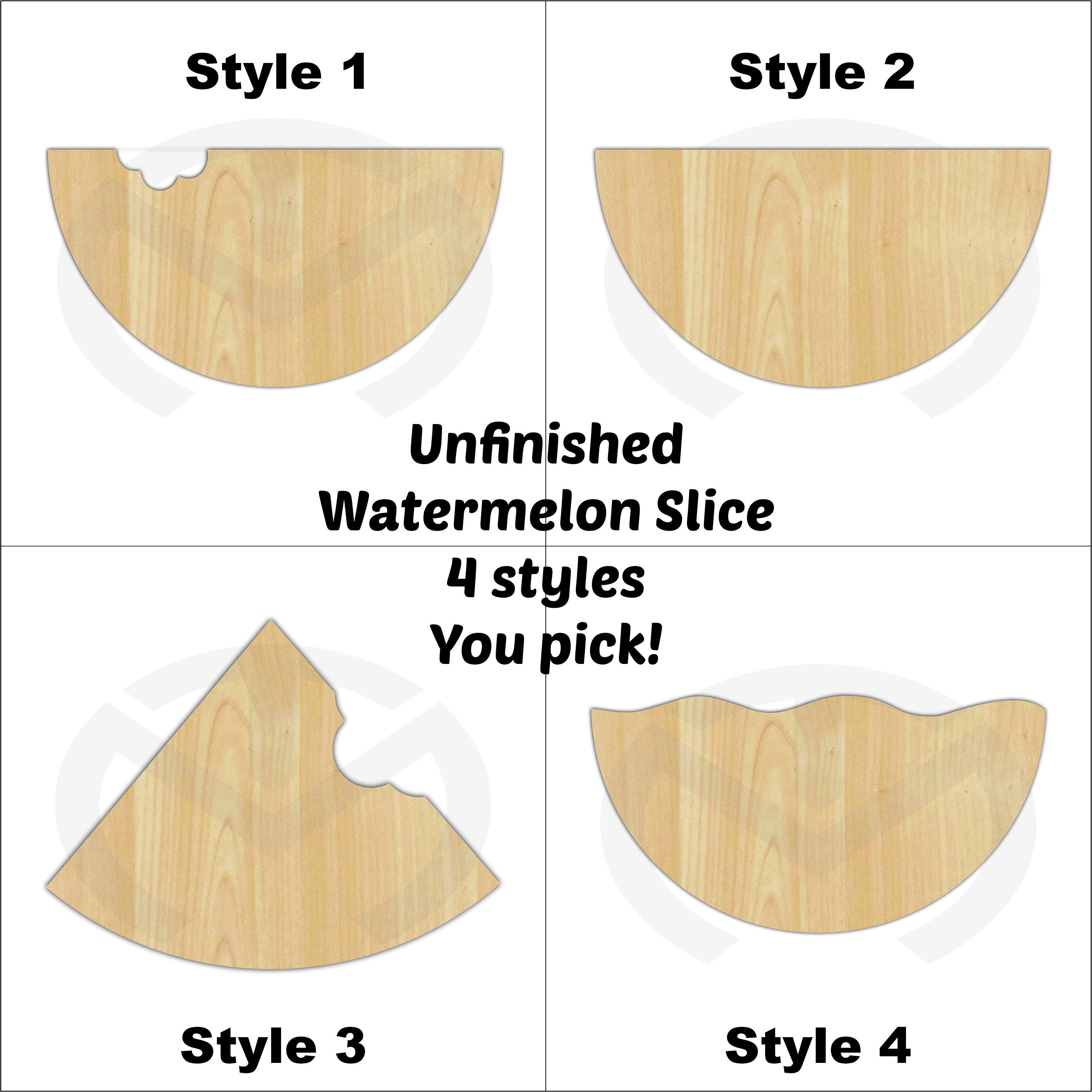 Watermelon  - 01550-  Unfinished Wood Laser Cutout, Door Hanger, Home Decor, Ready to Paint & Personalize, Summer, Welcome, Various Sizes