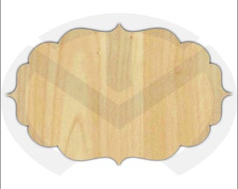 Plaque - 01566- Unfinished Wood Laser Cut Decorative, Style 7, Ready to Paint, Wreath Accent, Sign Blank (Smaller)