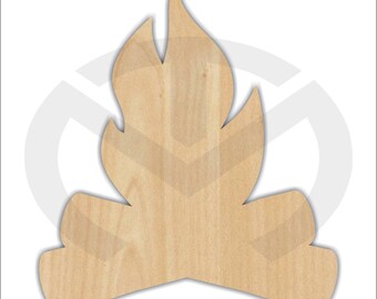 Unfinished Wood Campfire Laser Cutout, Wreath Accent, Door Hanger, Ready to Paint & Personalize, Various Sizes