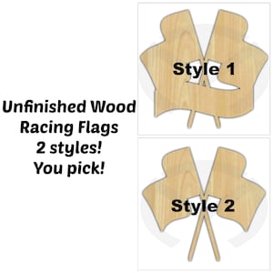 Racing Flags- Unfinished Wood Laser Cutout, Door Hanger, Wreath Accent, Ready to Personalize, Various Shapes and Sizes