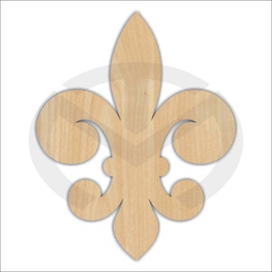 Fleur de Lis 01676 Unfinished Wood Laser Cutout, Home Decor, French decor, Various Sizes, Wreath accent, 2 styles image 3