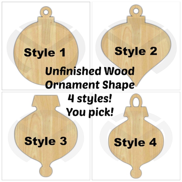 Unfinished Wood Christmas Ornament Laser Cutout, Wreath Accent, Door Hanger, Ready to Paint & Personalize, Various Sizes and styles