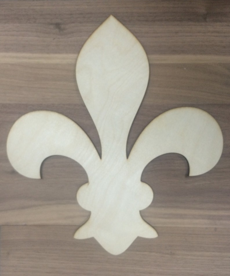 Fleur de Lis 01676 Unfinished Wood Laser Cutout, Home Decor, French decor, Various Sizes, Wreath accent, 2 styles image 5