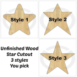 Star Laser Cutout - 01609- Unfinished Wood Laser Cutout, Wreath Accent, Door Hanger, Ready to Paint & Personalize, Various Shapes and Sizes