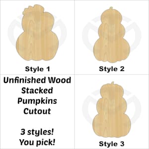 Stacked Pumpkins- 010101- Unfinished Wood Laser Cutout, Door Hanger, Ready to Paint and Personalize, Various Sizes and Styles