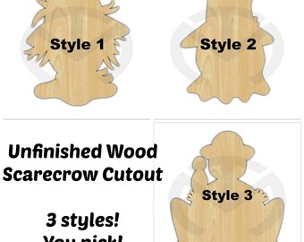 Unfinished laser cut Blank scarecrow wood door hangers silhouette full body