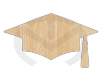 Unfinished Wood Graduation Cap Laser Cutout, Wreath Accent, Door Hanger, Ready to Paint & Personalize, Various Sizes