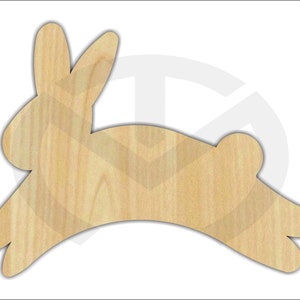 Unfinished Wood Jumping Bunny Rabbit Cutout, Wreath Accent, Door Hanger, Ready to Paint & Personalize, Various Sizes