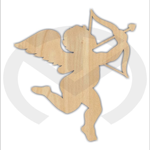 Unfinished Wood Cupid Laser Cutout, Wreath Accent, Door Hanger, Ready to Paint & Personalize, Various Sizes