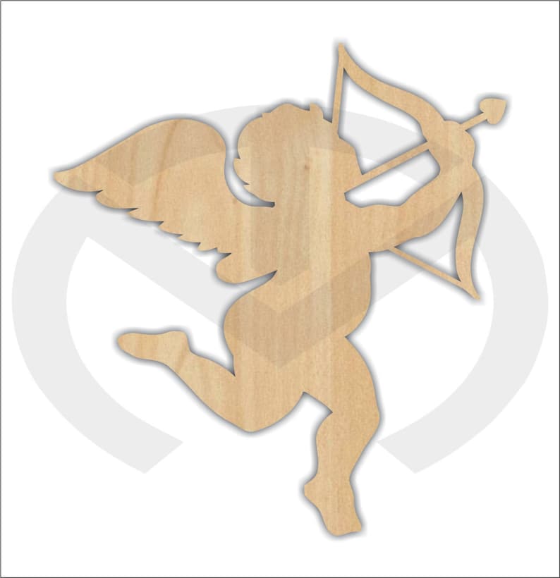 Unfinished Wood Cupid Laser Cutout, Wreath Accent, Door Hanger, Ready to Paint & Personalize, Various Sizes image 1