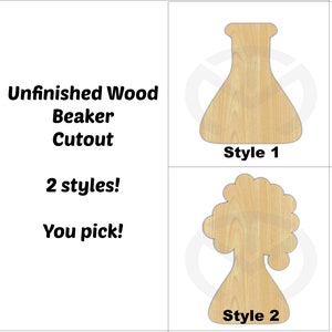 Unfinished Wood Beaker Laser Cutout, Wreath Accent, Door Hanger, Ready to Paint & Personalize, Various Sizes and Styles, Science Teacher