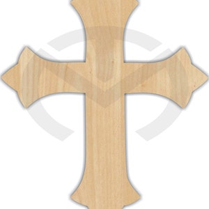 Unfinished Wood Cross with Points Laser Cutout, Wreath Accent, Door Hanger, Ready to Paint & Personalize, Various Sizes