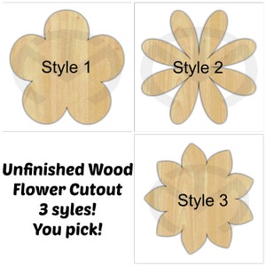 Flower - 01581- Unfinished Wood Laser Cutout, Door Hanger Home Decor, Various Sizes, Spring, Daisy, Poppy, Sunflower, Various Styles