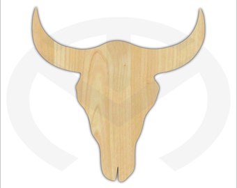 Cow Skull- Unfinished Wood Laser Cutout, Wreath Accent, Ready to Paint and Personalize, Various Sizes