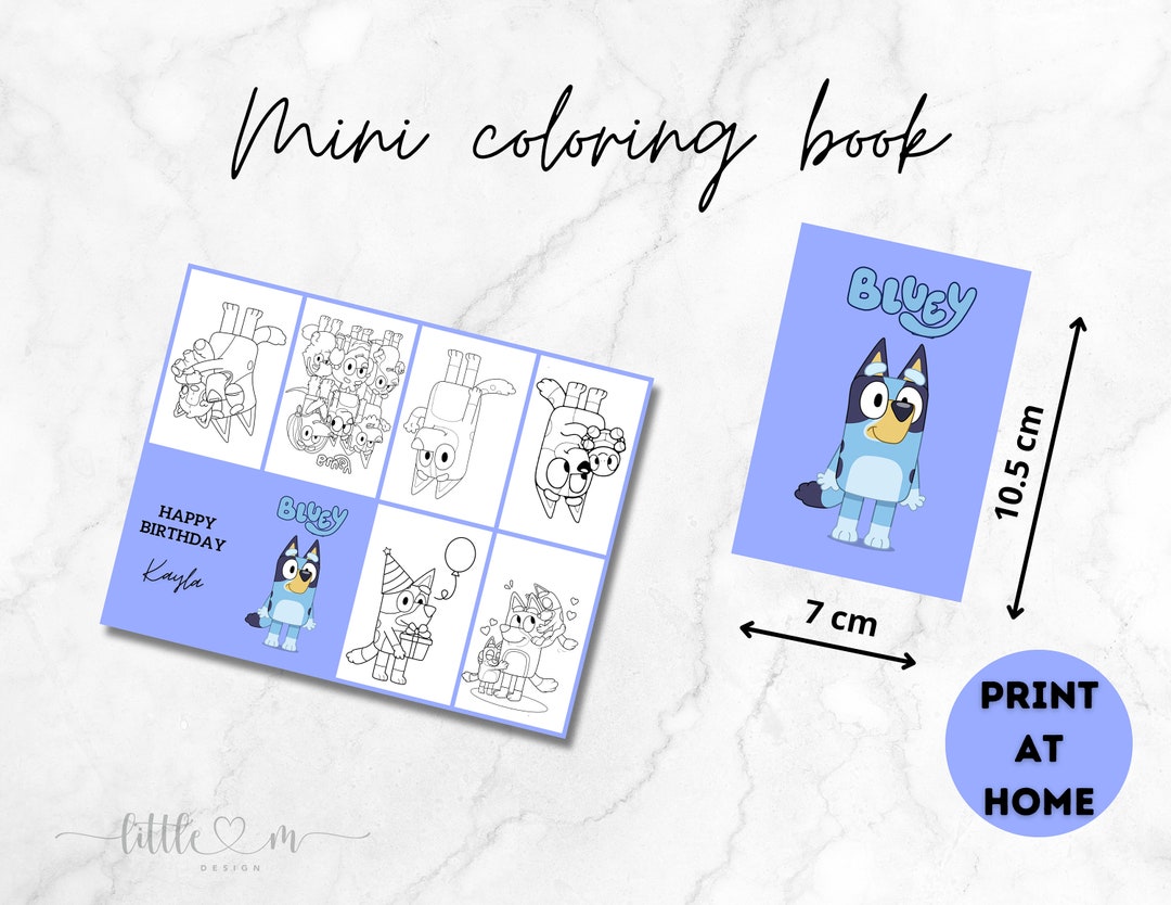 Mini Coloring Book Bluey, Bluey Mini Book to Fold for Birthday, Color ...